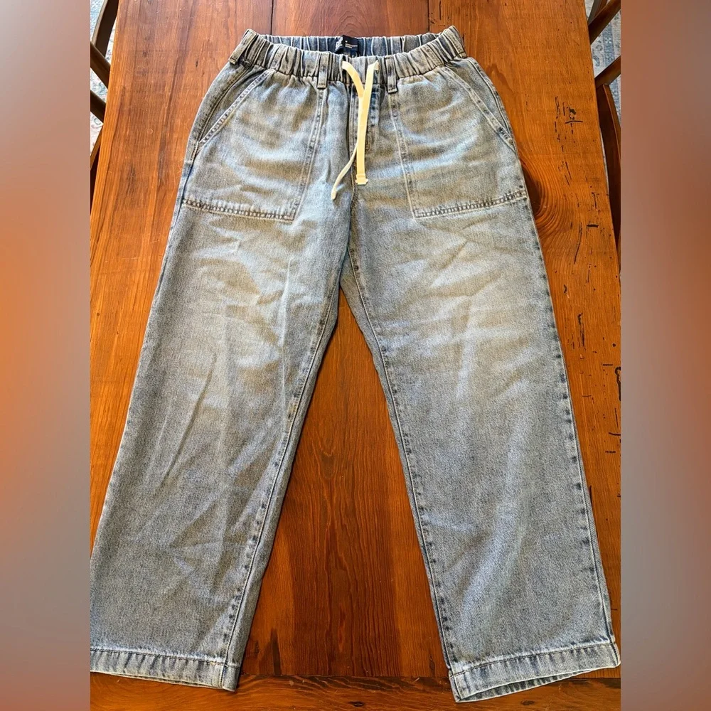 Gap drawstring wide leg denim, size medium - Picture 1 of 7